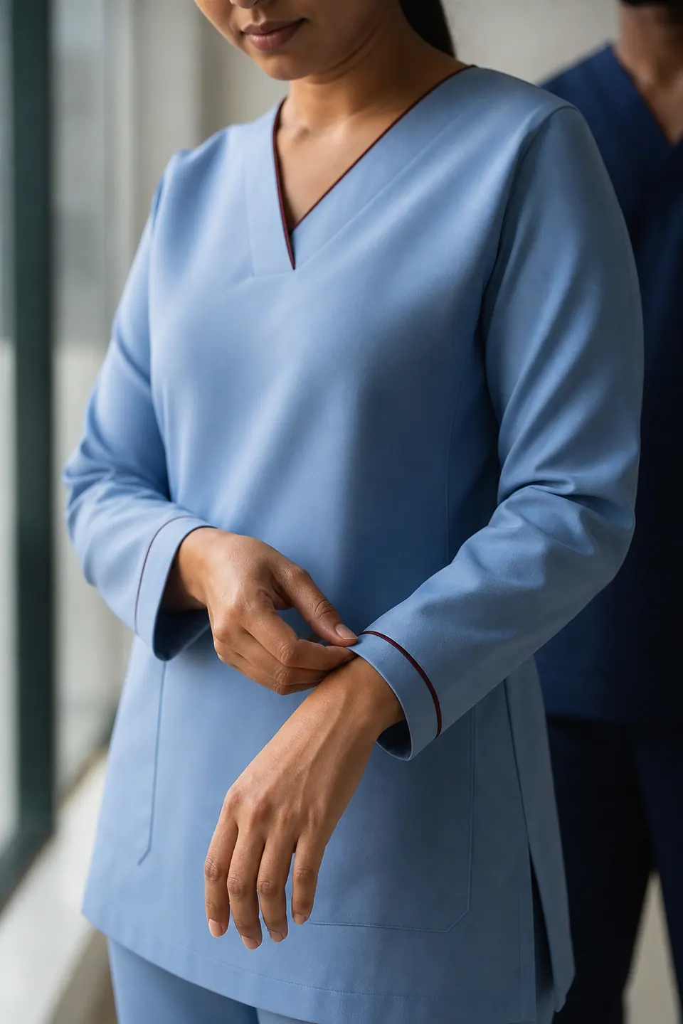 Medical uniform detail shaped with purpose